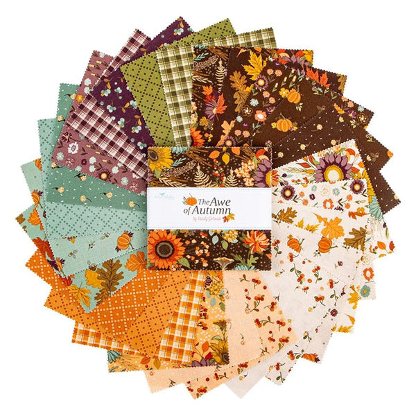 SALE The Awe of Autumn Charm Pack 5" Stacker Bundle - Riley Blake Designs - 42 piece Precut Pre cut - Fall Autumn - Quilting Cotton Fabric