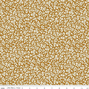 Image of the Liberty Denim Florals Dainty Meadow A quilting cotton fabric by Riley Blake Designs. Features flowers on a brown background. Cute Little Fabric Shop