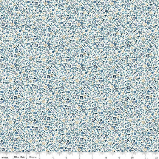 Denim Florals 01667404A Posy Haze A - Riley Blake Designs - Floral Flowers - Liberty Fabrics - Quilting Cotton Fabric
