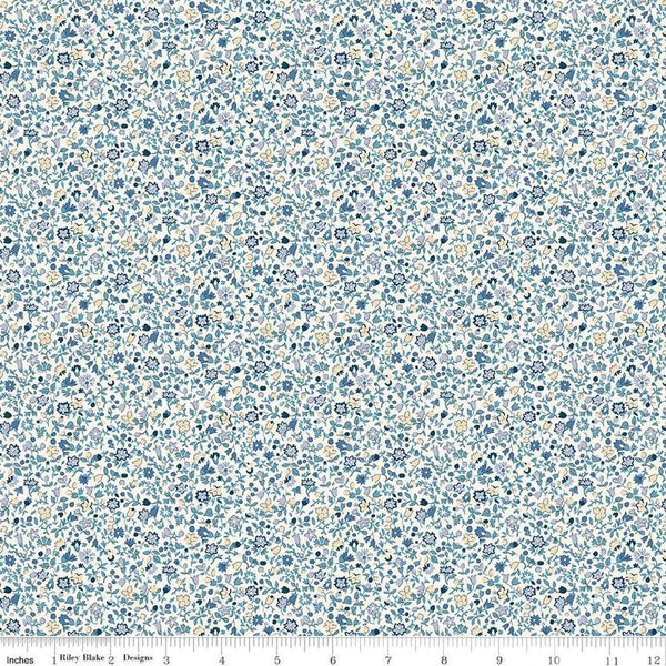 Denim Florals 01667404A Posy Haze A - Riley Blake Designs - Floral Flowers - Liberty Fabrics - Quilting Cotton Fabric