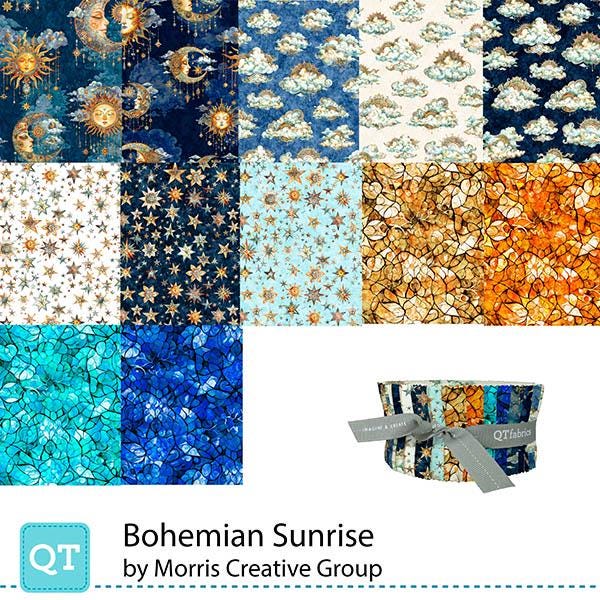 Bohemian Sunrise 2.5 Inch Rolie Polie Jelly Roll 42 Pieces - QT Fabrics - Celestial Mandala Geometric - Precut Pre cut Bundle Cotton Fabric