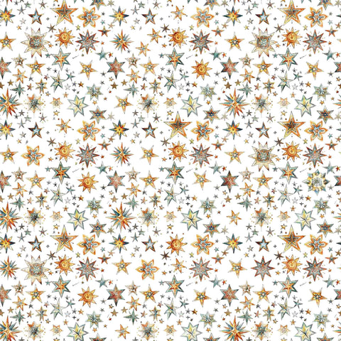 3 Yard Cut - Bohemian Sunrise Stars WIDE Back 31092 Cream White - QT Fabrics - 107/108" Wide - Stars Metallic - Quilting Cotton Fabric