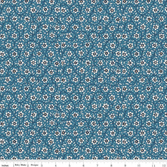 Denim Florals 01667406A Lily Trail A - Riley Blake Designs - Floral Flowers - Liberty Fabrics - Quilting Cotton Fabric