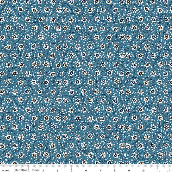 Denim Florals 01667406A Lily Trail A - Riley Blake Designs - Floral Flowers - Liberty Fabrics - Quilting Cotton Fabric