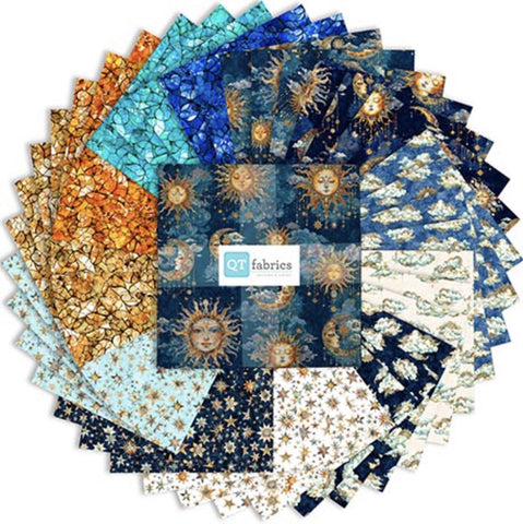 Bohemian Sunrise Layer Cake 10" Stacker Bundle - QT Fabrics- Mandalas Intricate Geometric - 42 piece Precut Pre cut - Quilting Cotton Fabric