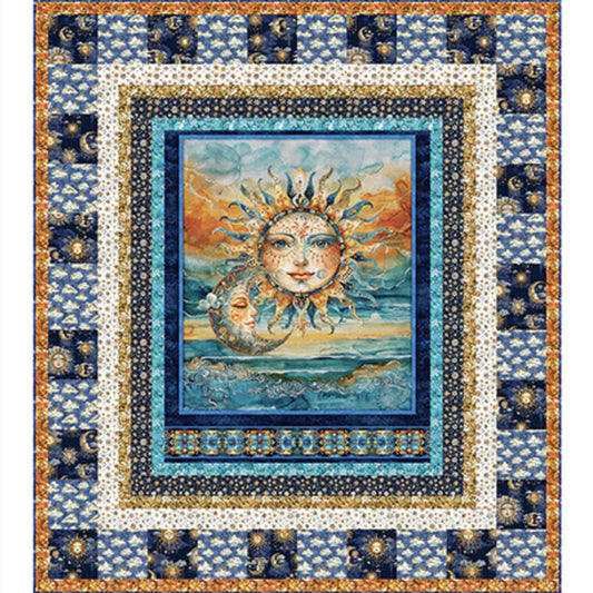 Bohemian Sunrise Celestial Dance Panel Quilt Kit - QT Fabrics - Pattern Fabric - Celestial Mandala Geometric - Quilting Cotton Fabric