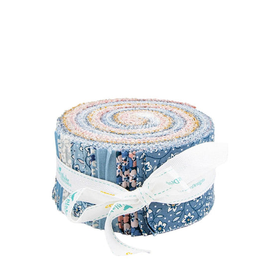 SALE Liberty Denim Florals 2.5-Inch Rolie Polie Jelly Roll 40-Piece Riley Blake - Liberty Fabrics - Flowers - Quilting Cotton Fabric