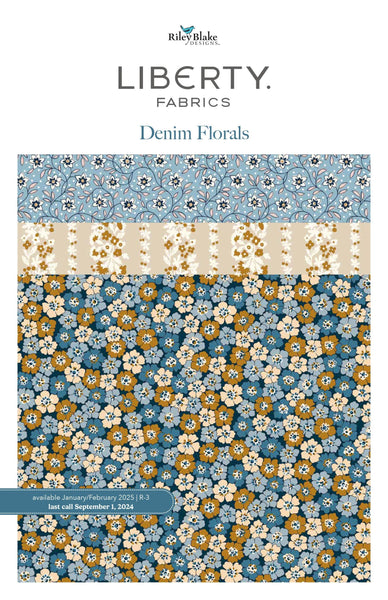 Liberty Denim Florals 2.5-Inch Rolie Polie Jelly Roll 40 pieces Riley Blake - Liberty Fabrics - Flowers - Quilting Cotton Fabric
