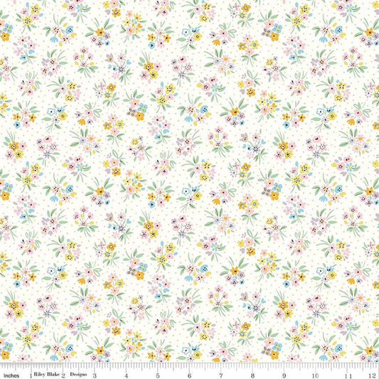 Heirloom Spring 016673102A Beatrice Bouquet A - Riley Blake - Flowers Floral Blossoms - Liberty Fabrics - Quilting Cotton Fabric