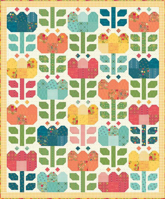 DEAL Tulip Festival Quilt Kit - Heather Peterson - First Bloom - Riley Blake - Pattern Fabric Kit -  Quilting Cotton