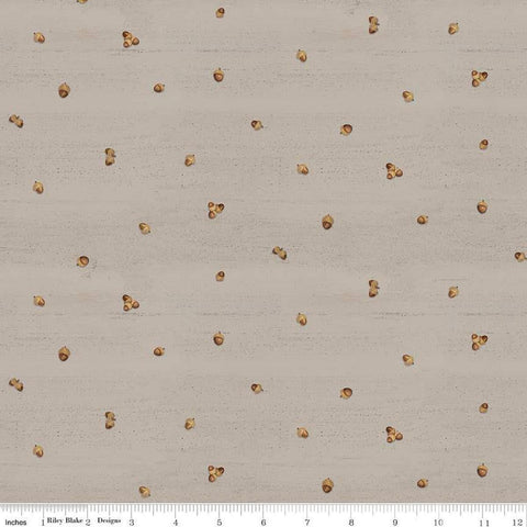 Image of the Covered Bridges in Fall Acorn Ditsy Tan quilting cotton fabric by Riley Blake Designs. Features lines on a brown background. Cute Little Fabric Shop