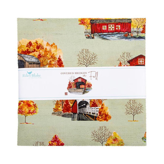 SALE Covered Bridges in Fall Layer Cake 10" Stacker Bundle - Riley Blake Designs - 42-Piece Precut  - Autumn - Quilting Cotton Fabric
