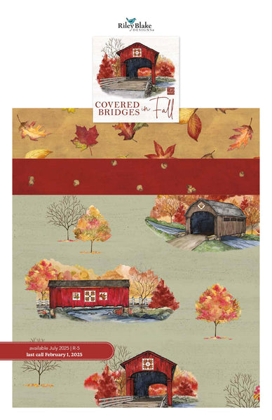 SALE Covered Bridges in Fall Charm Pack 5" Stacker Bundle - Riley Blake Designs - 42 piece Precut Pre cut - Autumn - Quilting Cotton Fabric