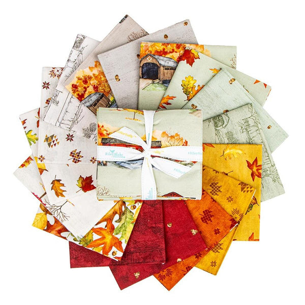 SALE Covered Bridges in Fall Quilts Fat Quarter Bundle 16 pieces - Riley Blake Designs - Pre cut Precut - Autumn - Quilting Cotton Fabric