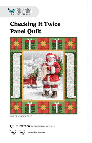 SALE Checking It Twice Panel Quilt PATTERN P100 by Bluebird Patterns - Riley Blake Designs - INSTRUCTIONS Only - Piecing