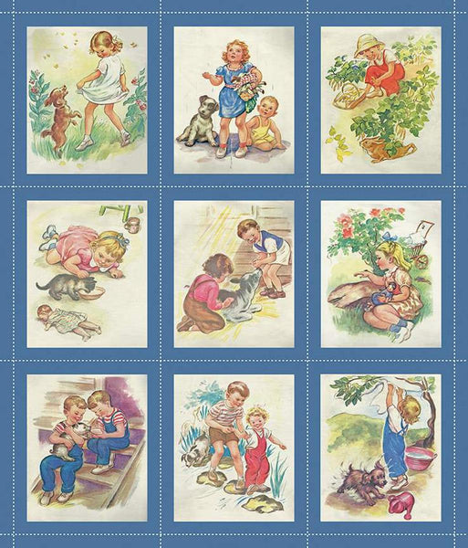 Simple Pleasures Panel PD16660-PANEL - Riley Blake Designs - DIGITALLY PRINTED - Vintage Children Illustration - Quilting Cotton Fabric