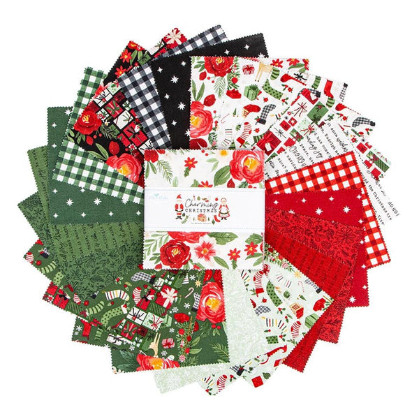 SALE Charming Christmas Charm Pack 5" Stacker Bundle - Riley Blake Designs - 42 piece Precut Pre cut - Holiday - Quilting Cotton Fabric