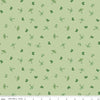 Image of the Cloudburst Umbrellas Green quilting cotton fabric by Riley Blake Designs. Features rainboots on a green background. Cute Little Fabric Shop