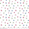 Image of the Cloudburst Umbrellas White quilting cotton fabric by Riley Blake Designs. Features rainboots on a white background. Cute Little Fabric Shop