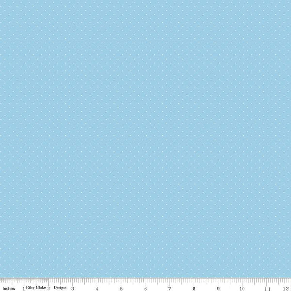 SALE American Jane Pindots C840 Sky - Riley Blake Designs - PRINTED Tiny Swiss Dots - Quilting Cotton Fabric