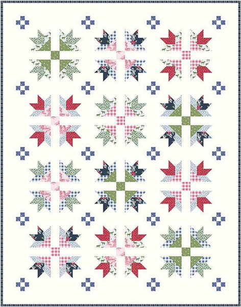 SALE Bluegrass Crossing Quilt PATTERN P115 by Melissa Mortenson - Riley Blake Designs - INSTRUCTIONS Only - Pieced Flower Blocks