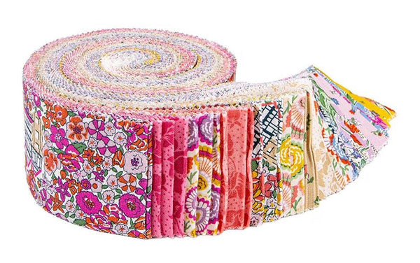 Liberty Flower Shop 2.5-Inch Rolie Polie Jelly Roll 40 pieces Riley Blake - Liberty Fabrics - Flowers - Quilting Cotton Fabric
