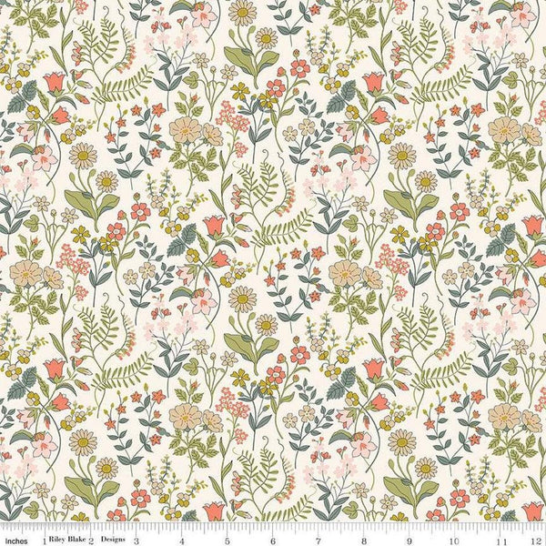Botanist's Walk 01667411C Lola Scatter C - Riley Blake Designs - Floral Flowers - Liberty Fabrics - Quilting Cotton Fabric