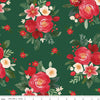 3-Yard cut- SALE Charming Christmas Floral WIDEBACK WB16358 Green - Riley Blake Designs - 108" - Flowers - Quilting Cotton Fabric