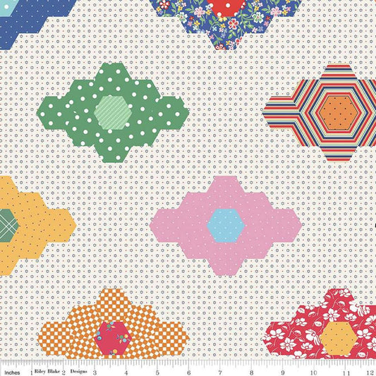 3-Yard cut- SALE Simple Pleasures Diamond WIDEBACK WB16659 Ivory - Riley Blake Designs - 108" - Quilting Cotton Fabric