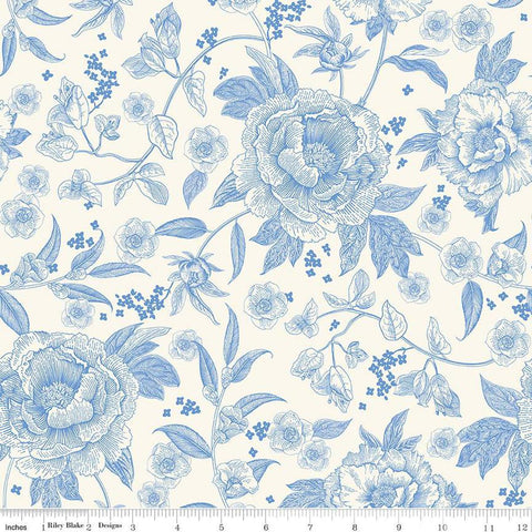 3 yard cut- Penelope Floral WIDE BACK WB16648 Cream - Riley Blake Designs - 107/108" Wide - Quilting Cotton Fabric