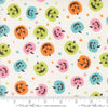 Image of the Fab Boo Lous Ghostly quilting cotton fabric. Features pumpkins on a white background. Cute Little Fabric Shop