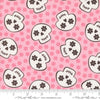 Image of the Fab Boo Lous Skull Pink Candy quilting cotton fabric. Features skulls on a pink background. Cute Little Fabric Shop