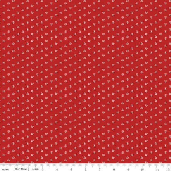 SALE Prairie Keepsake C12317 Schoolhouse Red by Riley Blake Designs - Floral Flowers - Lori Holt - Quilting Cotton Fabric