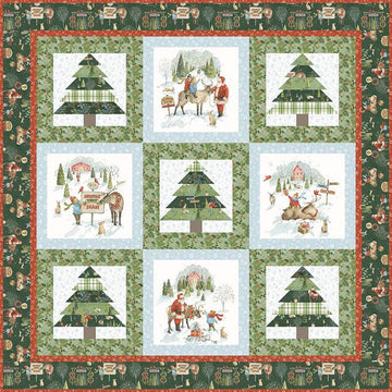 Santa's Tree Farm Panel Quilt Kit - Beverly McCullough - Riley Blake Designs - Pattern Fabric Kit - Quilting Cotton Fabric