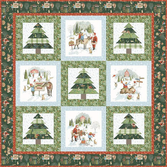 Santa's Tree Farm Panel Quilt Kit - Beverly McCullough - Riley Blake Designs - Pattern Fabric Kit - Quilting Cotton Fabric