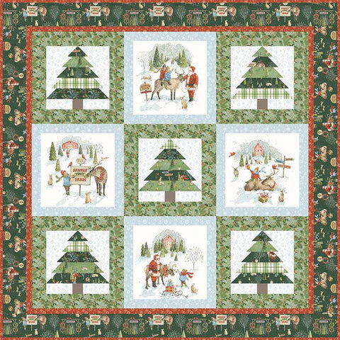 SALE Santa's Tree Farm Panel Quilt Kit by Beverly McCullough - Riley Blake Designs - Pattern Fabric Kit - Quilting Cotton Fabric