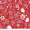 Image of the Mistletoe & Holly Main Red quilting cotton fabric by Riley Blake Designs. Features icons on a red background. Cute Little Fabric Shop