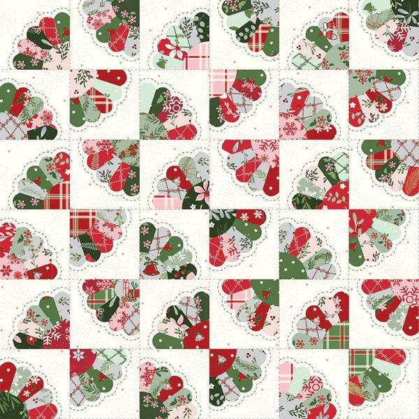 Mistletoe & Holly Dresden Fan Cheater Print C16408 Cloud - Riley Blake Designs - Dresden - Quilting Cotton Fabric