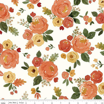 3-Yard cut - SALE Happy Fall Days Floral Floral WIDEBACK WB16347 Cloud - Riley Blake Designs - 108" - Quilting Cotton Fabric