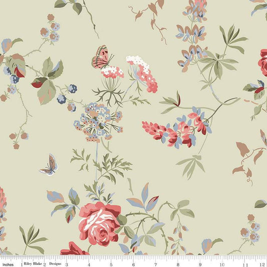 3-Yard cut- DEAL Anne of Green Gables Floral WIDEBACK WB16129 Sage - Riley Blake - 108" - Quilting Cotton - Licensed Product