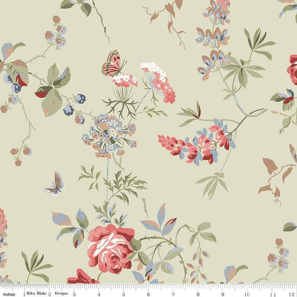 3 yard cut- Anne of Green Gables Floral WIDE BACK WB16129 Sage - Riley Blake - 107/108" Wide - Quilting Cotton Fabric - Licensed Product