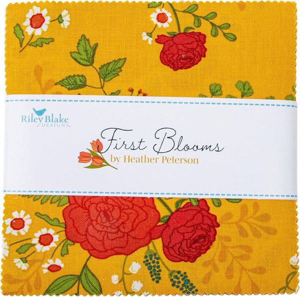 First Blooms Charm Pack 5" Stacker Bundle - Riley Blake Designs - 42 piece Precut Pre cut - Floral Flowers - Quilting Cotton Fabric