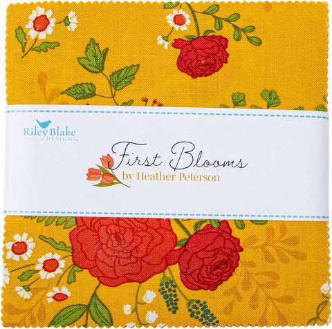 First Blooms Charm Pack 5" Stacker Bundle - Riley Blake Designs - 42 piece Precut Pre cut - Floral Flowers - Quilting Cotton Fabric