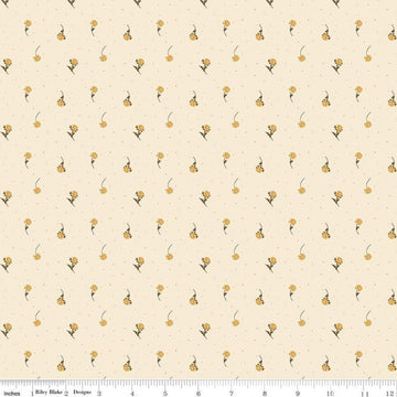 Image of the Awe of Autumn Flower Toss Cream quilting cotton fabric by Riley Blake Designs. Features flowers on a cream background. Cute Little Fabric Shop