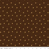 Image of the Awe of Autumn Flower Toss Brown quilting cotton fabric by Riley Blake Designs. Features flowers on a brown background. Cute Little Fabric Shop
