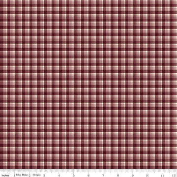 Image of the Awe of Autumn Plaid Purple quilting cotton fabric by Riley Blake Designs. Features lines on a purple background. Cute Little Fabric Shop
