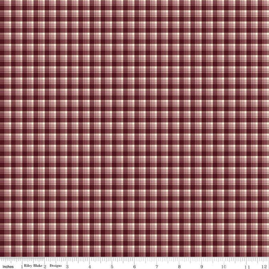Image of the Awe of Autumn Plaid Purple quilting cotton fabric by Riley Blake Designs. Features lines on a purple background. Cute Little Fabric Shop