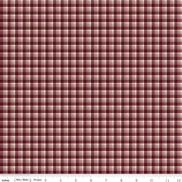 Image of the Awe of Autumn Plaid Purple quilting cotton fabric by Riley Blake Designs. Features lines on a purple background. Cute Little Fabric Shop