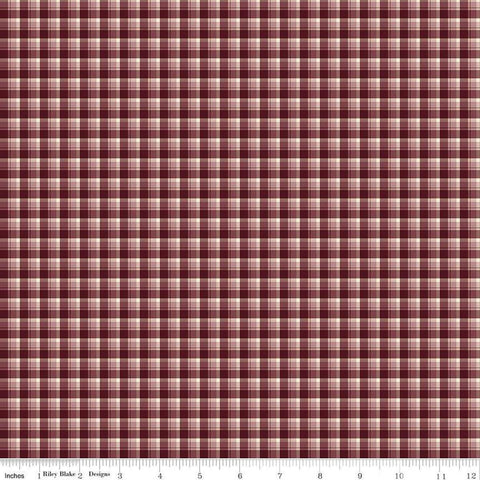 Image of the Awe of Autumn Plaid Purple quilting cotton fabric by Riley Blake Designs. Features lines on a purple background. Cute Little Fabric Shop