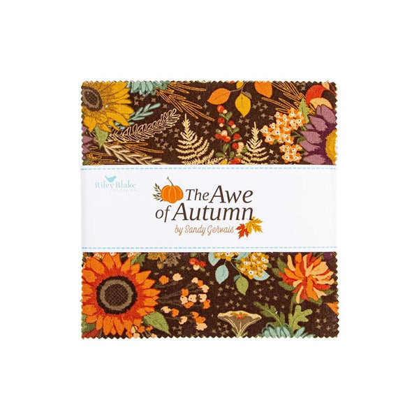SALE The Awe of Autumn Charm Pack 5" Stacker Bundle - Riley Blake Designs - 42 piece Precut Pre cut - Fall Autumn - Quilting Cotton Fabric